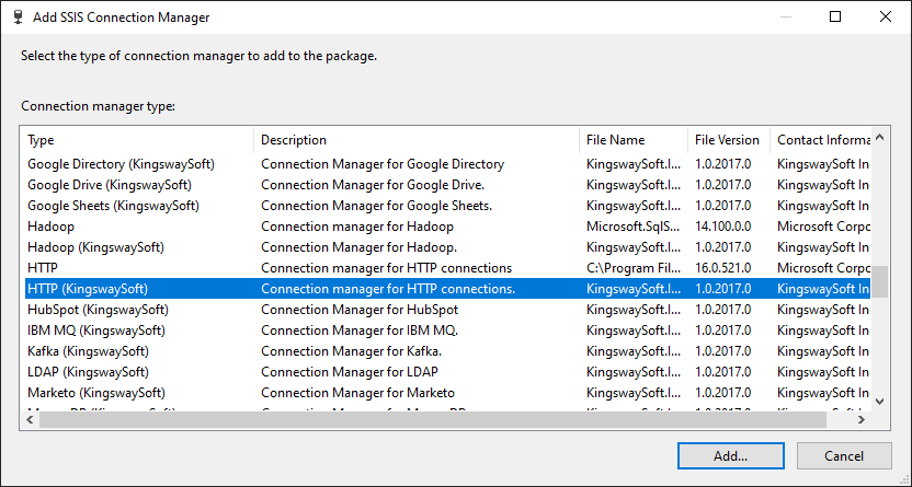 Add SSIS HTTP Connection Manager